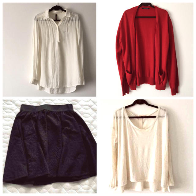 URBAN RESEARCH(アーバンリサーチ)の白シャツ、カーデ、黒スカートまとめ売り レディースのトップス(カーディガン)の商品写真