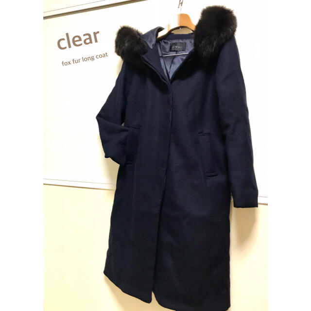 clear(クリア)の【12/25〆】clear fox fur long coat navy レディースのジャケット/アウター(ロングコート)の商品写真