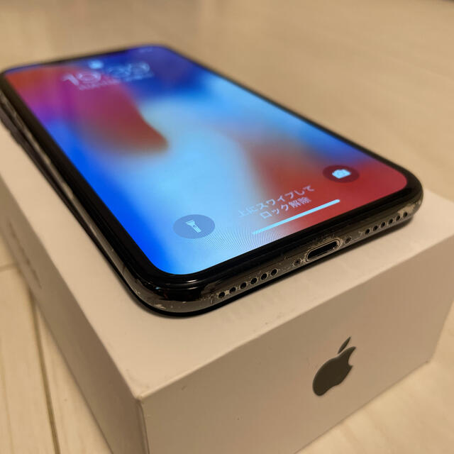 iPhone(アイフォーン)のiPhoneX 256G SIMフリー　スペースグレイ　付属品新品★ スマホ/家電/カメラのスマートフォン/携帯電話(スマートフォン本体)の商品写真