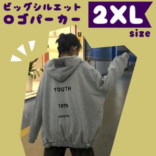 送料無料♪ グレーロゴパーカー 2XL(パーカー)