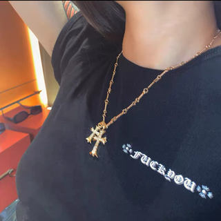 Chrome Hearts ダブルクロスネックレス ゴールドネックレス メンズ 三点セット 十字架の通販 ラクマ
