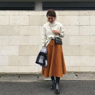 ユニクロ(UNIQLO)のユニクロ　コットン　サーキュラースカート　ひざ丈スカート  フレアスカート(ひざ丈スカート)