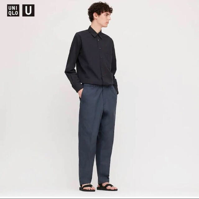 UNIQLO(ユニクロ)のユニクロ ユー ワイドフィットテーパードパンツ XLサイズ／ネイビー 新品！ メンズのパンツ(スラックス)の商品写真