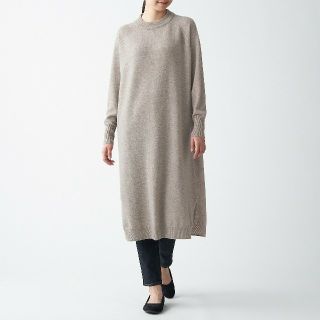 ムジルシリョウヒン(MUJI (無印良品))の■新品■ 無印良品ヤク入りウールモックネックワンピース／モカブラウン／Ｍ～Ｌ(ひざ丈ワンピース)