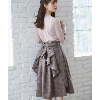 トッコ(tocco)のtocco closet 取り外し可能なりぼん付パール釦チェック柄フレアスカート(ひざ丈スカート)