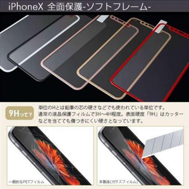 送料込 iPhone 9H 強化ガラスフィルム 保護 X XS MAX スマホ/家電/カメラのスマホアクセサリー(保護フィルム)の商品写真