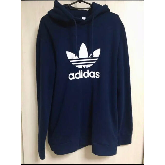 【新品】adidas メンズ トレフォイルパーカー ネイビー L 送料無料