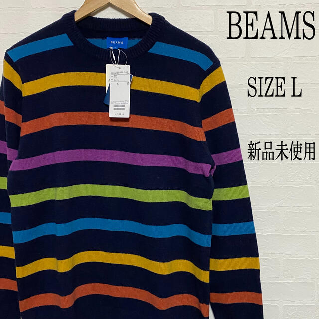 BEAMS(ビームス)の【新品】BEAMS ビームス ボーダー柄 ニット L メンズのトップス(ニット/セーター)の商品写真