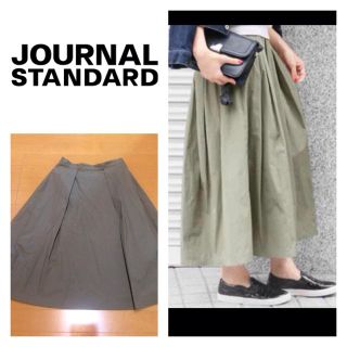 ジャーナルスタンダード(JOURNAL STANDARD)のミモレ丈フレアスカートカーキミリタリー(ロングスカート)