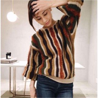 アメリヴィンテージ(Ameri VINTAGE)のMULTI COLOR STRIPE KNIT TOP(ニット/セーター)