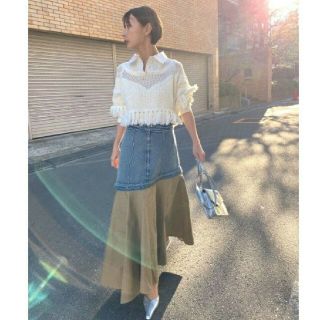 アメリヴィンテージ(Ameri VINTAGE)のAmeri   FLOWING LINE DENIM SKIRT Mサイズ(ロングスカート)