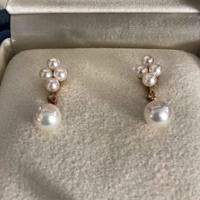 MIKIMOTO(ミキモト)のMIKIMOTO  ミキモト  ダイヤ付きパールイヤリング レディースのアクセサリー(イヤリング)の商品写真