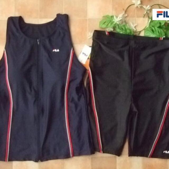 FILA(フィラ)の新品◆FILAフィラ・ラン型フィットネス水着・17号LL・紺赤・黒・めくれ防止 レディースの水着/浴衣(水着)の商品写真