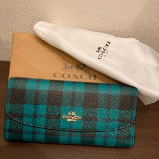 コーチ(COACH)のcoach長財布 グリーン×ブラック(財布)