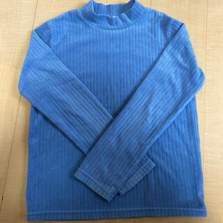 ユニクロ(UNIQLO)の【UNIQLO150】ストレッチフリースリブハイネックTシャツ（ブルー）(Tシャツ/カットソー)