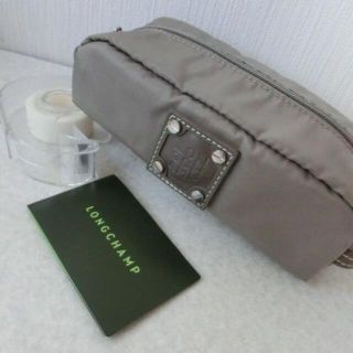 ロンシャン(LONGCHAMP)の新品■ロンシャン持ちて付きポーチグレー本革皮ナイロンLONGCHAMP(ポーチ)