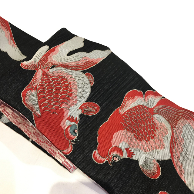 【新品未使用】おりびと 半幅帯 日本製 オシャレ帯 個性派 派手 金魚 出目金