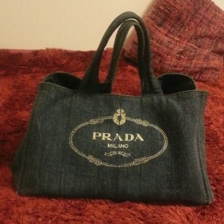 プラダ(PRADA)のPRADA デニムカナパ  希少白ロゴ(トートバッグ)