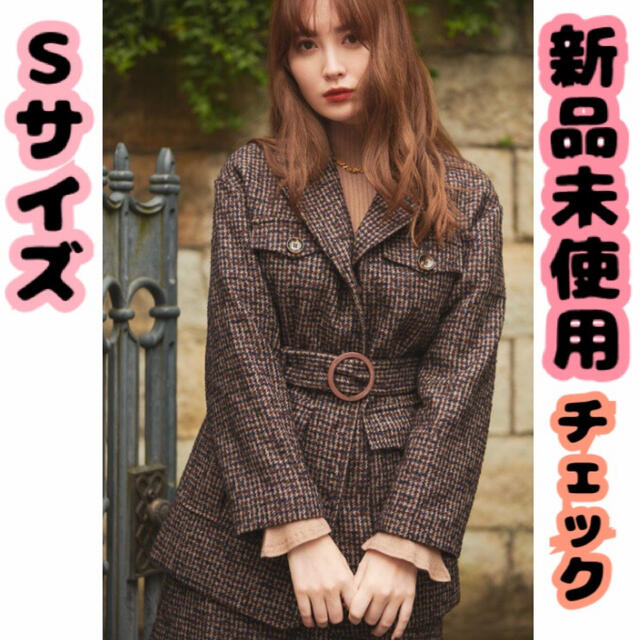 ❣新品未使用❣Belted Frayed Tweed Jacketcheck