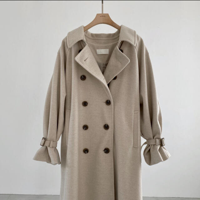 jersey melton trench long coat レディースのジャケット/アウター(トレンチコート)の商品写真