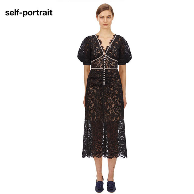 ❤️ •正規品 Selfportrait2020秋新作 新品 赤ロングワンピース-