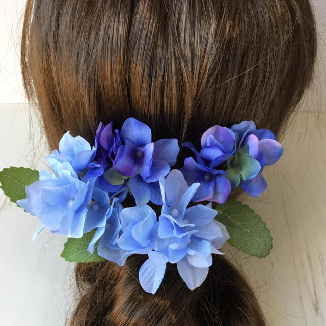 No 104 紫陽花とミントの髪飾り ヘッドドレス ヘア飾り アジサイの通販 By みかん ラクマ
