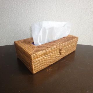 アタティシュボックス柄あり　バリ島民芸品　ティシュボックス(ティッシュボックス)