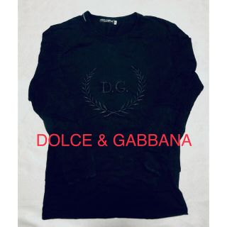 ドルチェアンドガッバーナ(DOLCE&GABBANA)の【美品】DOLCE & GABBANA ドルガバ 黒ロンT 刺繍ロゴ(Tシャツ/カットソー(七分/長袖))