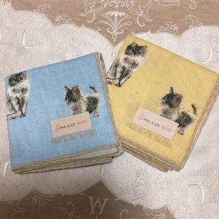 ポールアンドジョー(PAUL & JOE)のポール&ジョー　新品♡猫ハンカチ2枚セット追跡保証発送(ハンカチ)