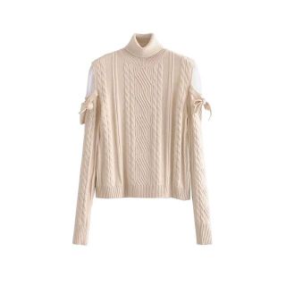 ザラ(ZARA)の🍁秋冬新作☃️2804◆2color ショルダー チュール シースルー ニット(ニット/セーター)