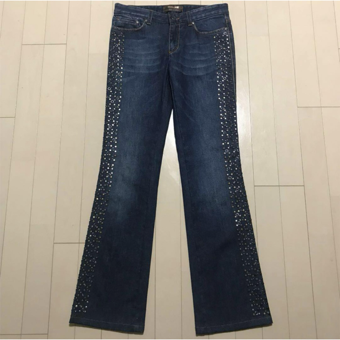 本物 ロベルトカヴァリ 装飾 サイドスタッズ デニム パンツ 本物 ロベルトカヴァリ 装飾 サイドスタッズ デニム パンツ