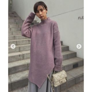 アメリヴィンテージ(Ameri VINTAGE)のAMERI ASKEW SLIT KNIT パープル (ニット/セーター)