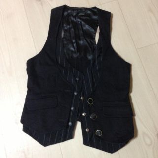 黒ベスト ストライプ(ベスト/ジレ)