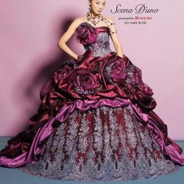 シェーナドゥーノ　ドレス　ボルドー  レディースのフォーマル/ドレス(ウェディングドレス)の商品写真