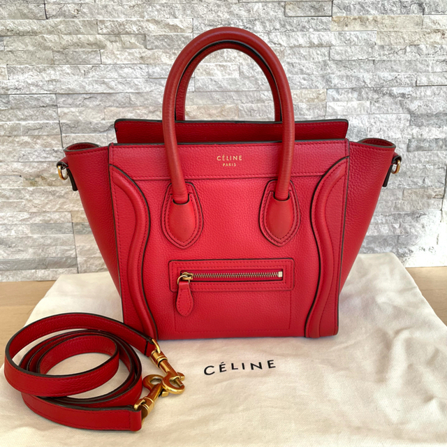 celine(セリーヌ)のYみみ様専用　CELINE セリーヌ ラゲージ ナノ バッグ 赤　レッド レディースのバッグ(ハンドバッグ)の商品写真