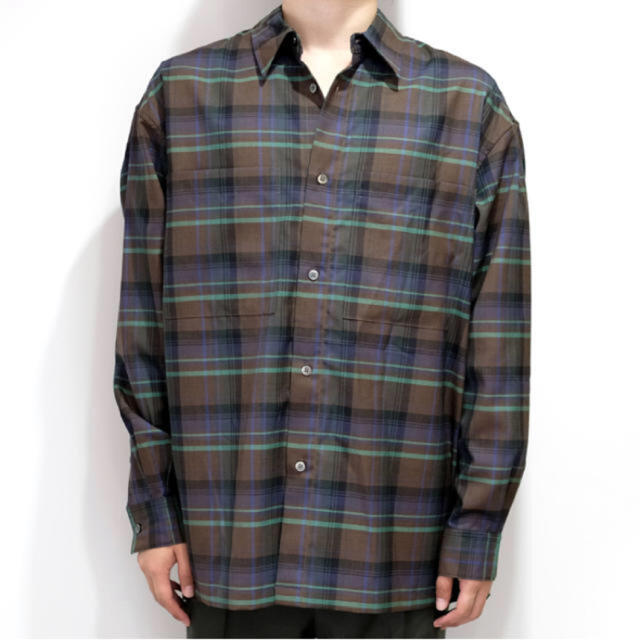 AURALEE  SUPER LIGHT WOOL CHECK SHIRTS