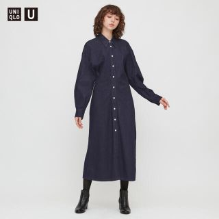 ユニクロ(UNIQLO)のユニクロ　デニムロングシャツワンピース　新品(ロングワンピース/マキシワンピース)