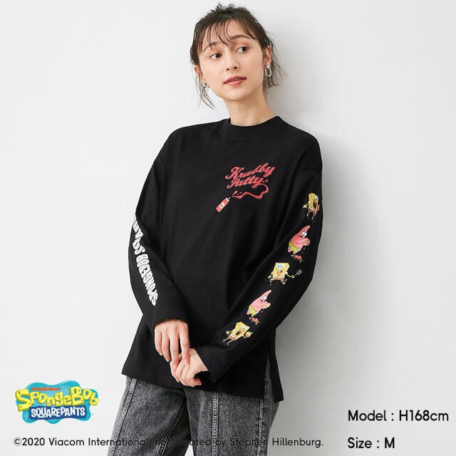 GU(ジーユー)のロングスリーブT スポンジボブ メンズのトップス(Tシャツ/カットソー(七分/長袖))の商品写真