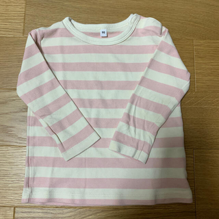 ムジルシリョウヒン(MUJI (無印良品))の無印良品　春色 ピンクボーダー ロンT(Tシャツ/カットソー)
