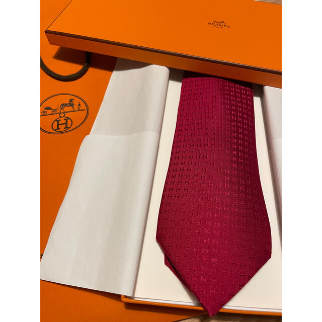 極美品✨HERMES エルメス ネクタイ 濃紺 ネイビー H柄 ファソネ