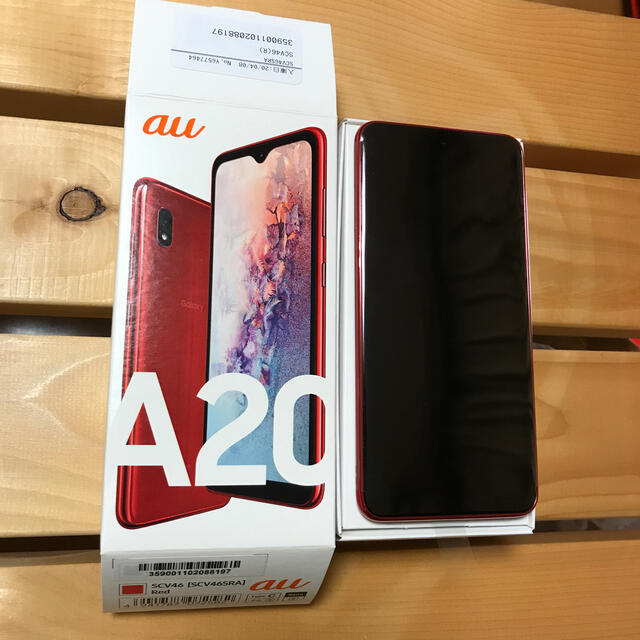 au Galaxy A20 SCV46 Redスマートフォン/携帯電話