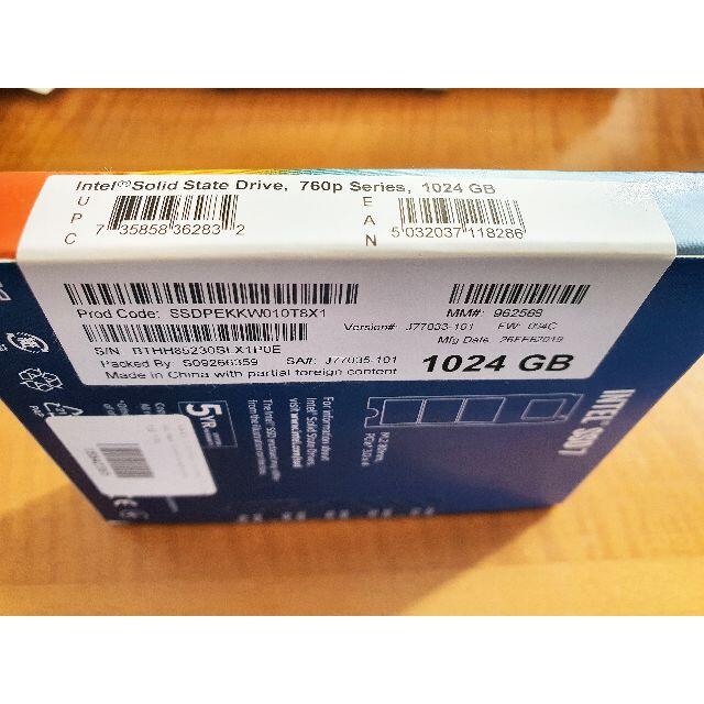 Intel SSD 760p 1024GB (PCIe NVMe 3.0、新品)