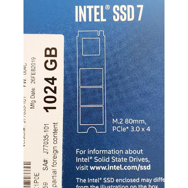 Intel SSD 760p 1024GB (PCIe NVMe 3.0、新品)