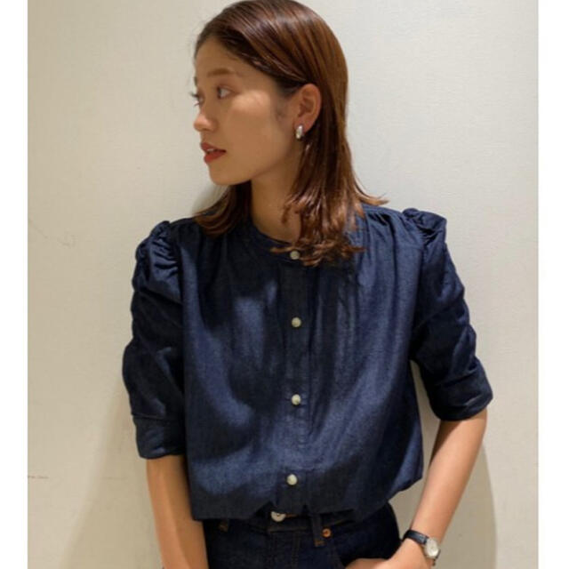 【MOUSSY】GATHER SLEEVE DENIM ブラウス
