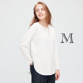 ユニクロ(UNIQLO)のユニクロ　コットンロングシャツテールT  Mサイズ(カットソー(長袖/七分))