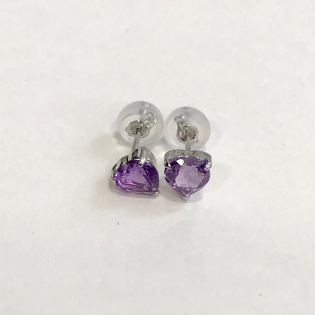 プラチナピアス アメジスト❤︎5mm ハート ピアス pt900