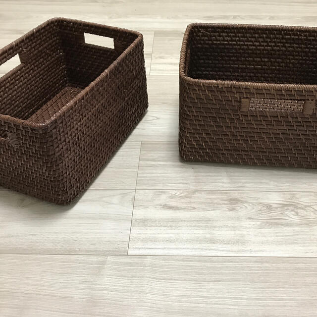 ニトリ - ニトリ ラタンバスケット 2個セットの通販 by かんかん ニトリ - ニトリ ラタンバスケット 2個セットの通販 by かんかん