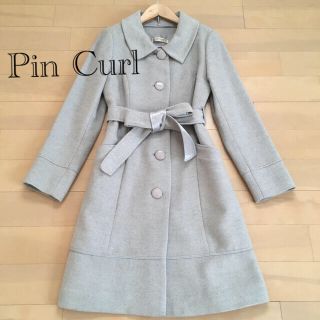 ピンカール(Pin Curl)の【Pin Curl】アンゴラ混　2way ノーカラー コート　ウエストリボン(ロングコート)