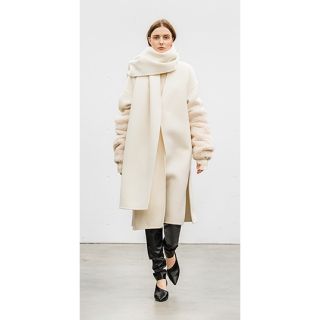 ハイク(HYKE)の18AW HYKE DOUBLE FACE COAT +SCARF /ネイビー(ロングコート)