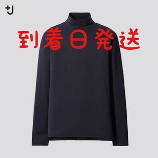 ジルサンダー(Jil Sander)のUNIQLO +J  スーピマコットンモックネックT ブラック(Tシャツ/カットソー(半袖/袖なし))